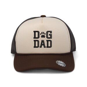 Dog Dad Paw Embroidered 5 Panel Rope Trucker Adjustable Hat - Red & White